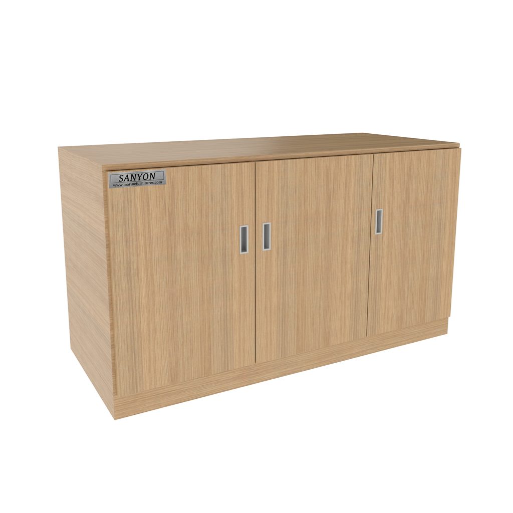 SANYON Wooden marine low bookcase with doors